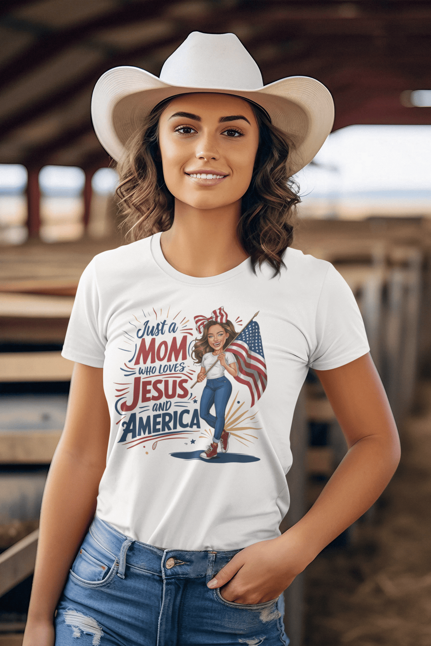 Just A Mom Who Loves Jesus and America-Brunette