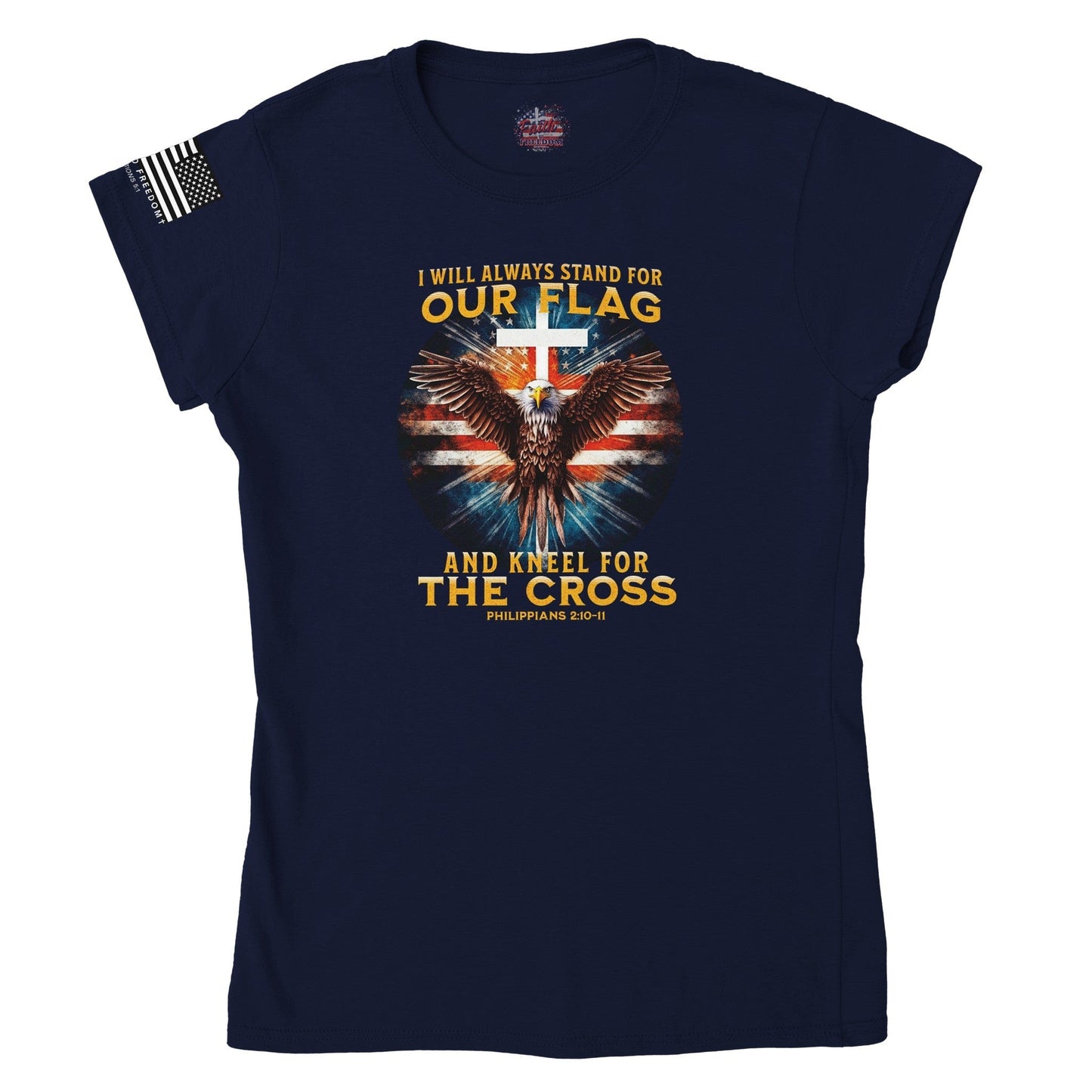 Stand For Our Flag, Kneel For The Cross Women's Tee