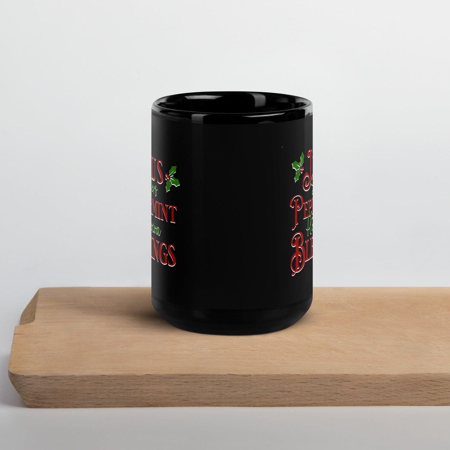 Jesus Peppermint Blessings Black Glossy Mug