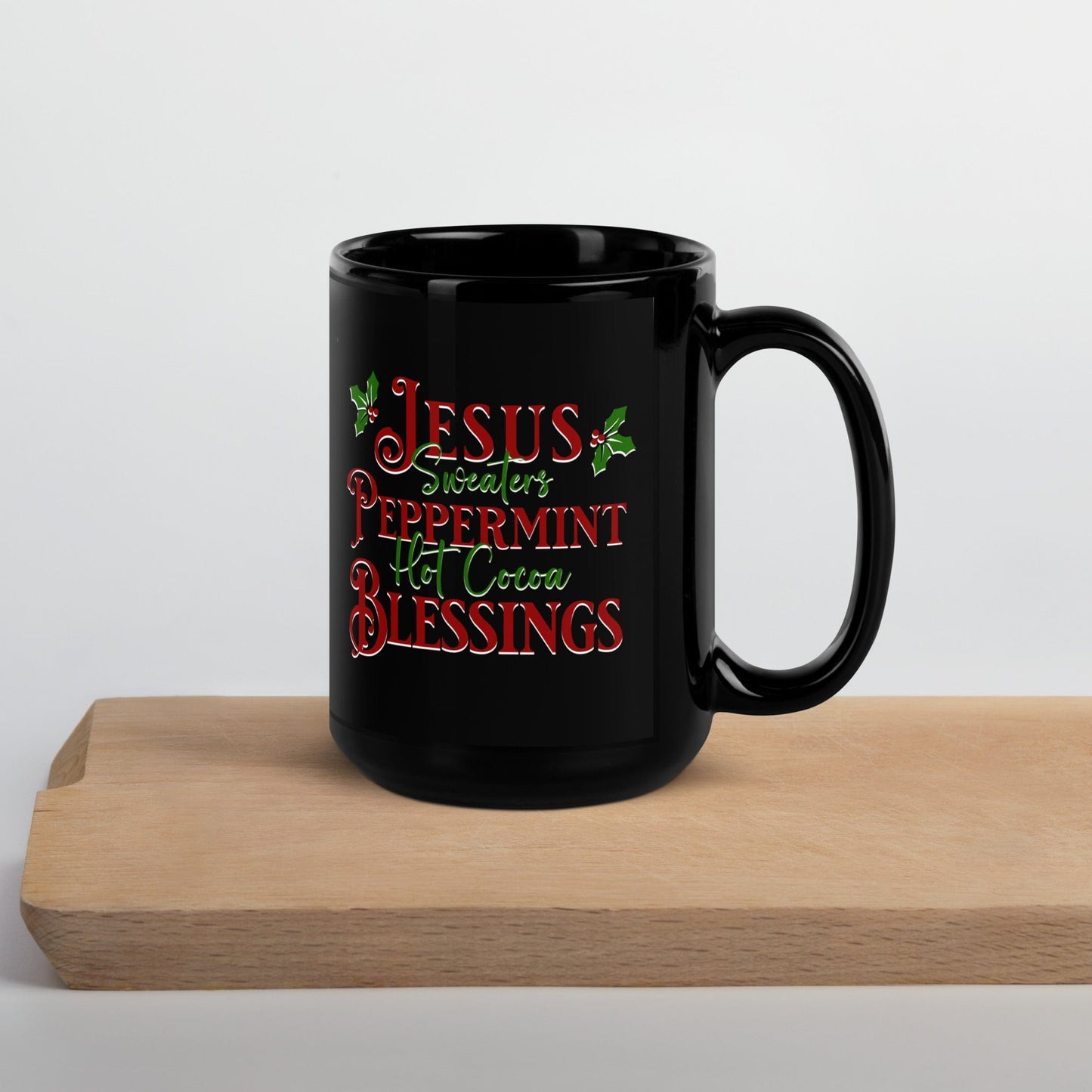 Jesus Peppermint Blessings Black Glossy Mug