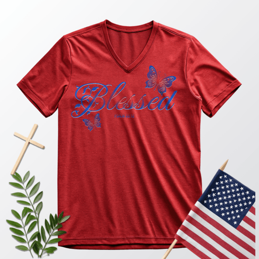 Blessed Psalm 33:12 Patriotic Butterfly