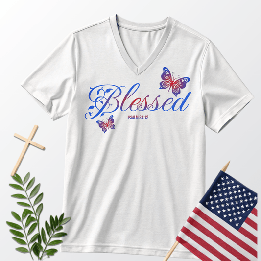 Blessed Psalm 33:12 Patriotic Butterfly