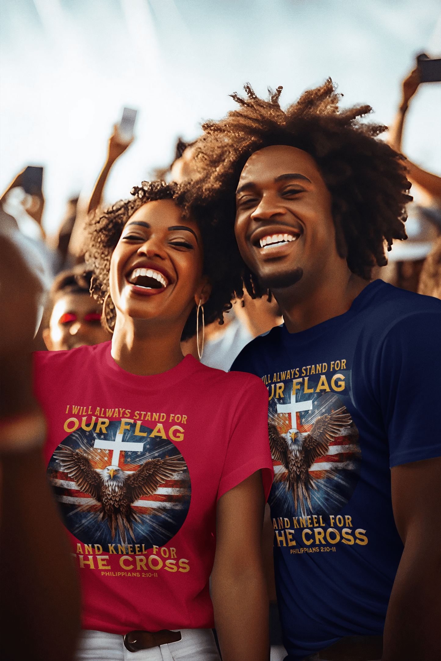 Stand For Our Flag, Kneel For The Cross Women's Tee