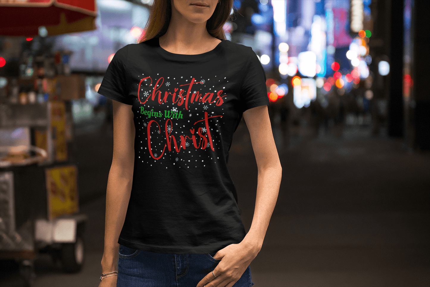 Christmas Begins With Christ  Womens T-shirt