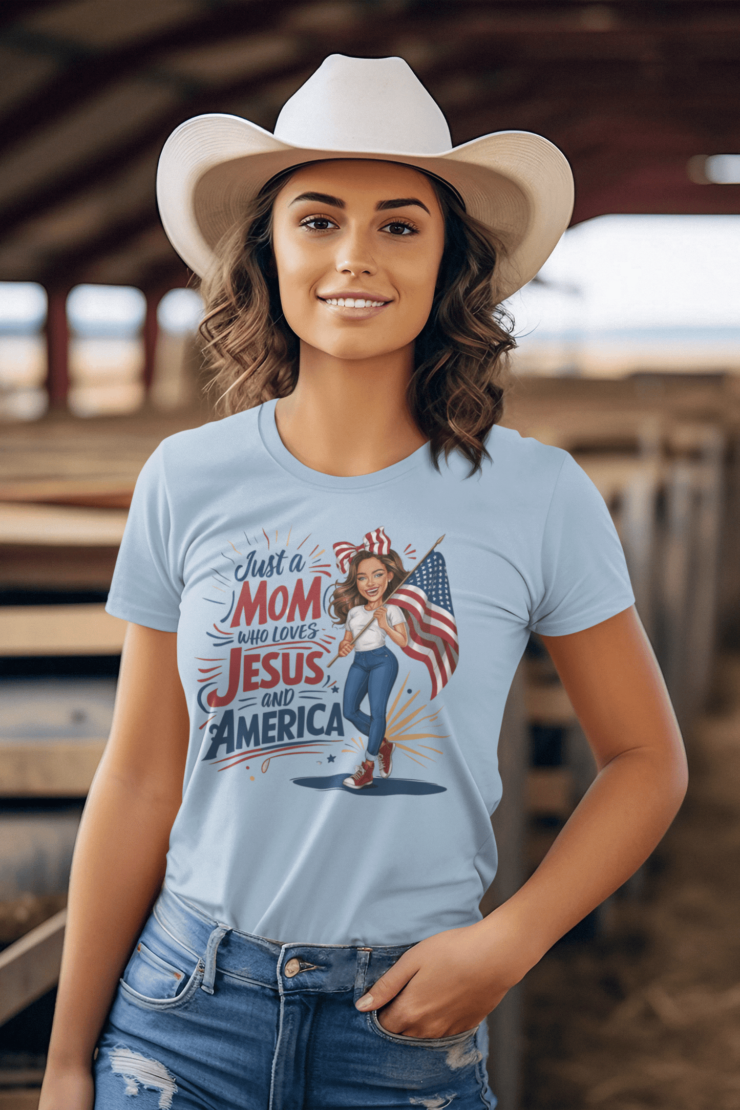 Just A Mom Who Loves Jesus and America-Brunette