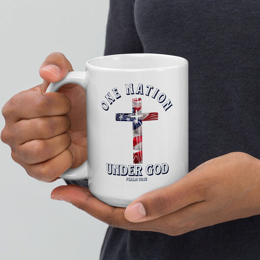 One Nation Under God 15oz Mug, Psalm 33:12 – Front View